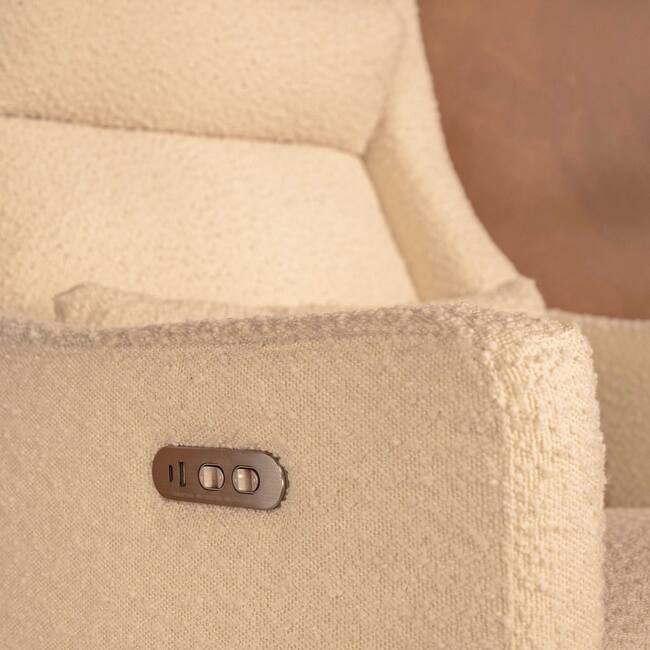 Kiwi Plus Power Recliner and Swivel Glider with Power Adjustable Headrest and USB Port in Performance Ivory Boucle - Glider - 7