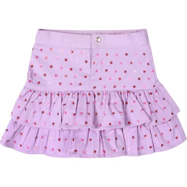 Pink Sequin Stars Denim Skort