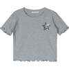 Grey Sequin Star Ribbed Top - T-Shirts - 1 - thumbnail