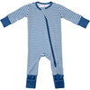 Baby Bamboo Pajamas W/ DreamCuffs®, Navy Stripe - Footie Pajamas - 2