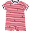 Stripe Knit Shortall With Nautical Embroidery - Rompers - 1 - thumbnail