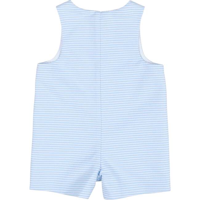 Stripe Birdseye Pique Shortall With Embroidered Trains - Rompers - 2