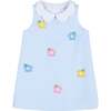 Stripe Birdseye Pique Dress with Petal Collar and Flowers - Dresses - 1 - thumbnail