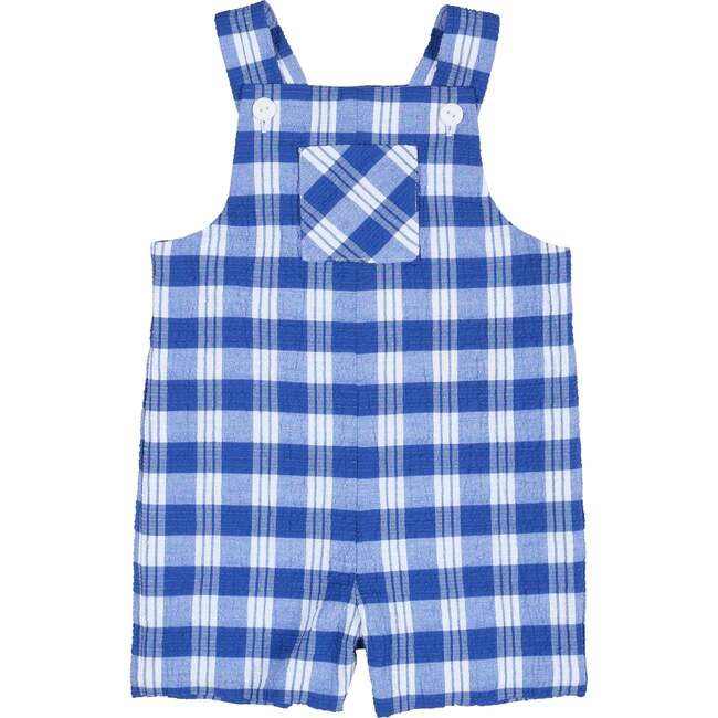 Plaid Seersucker Shortall With Front Pocket