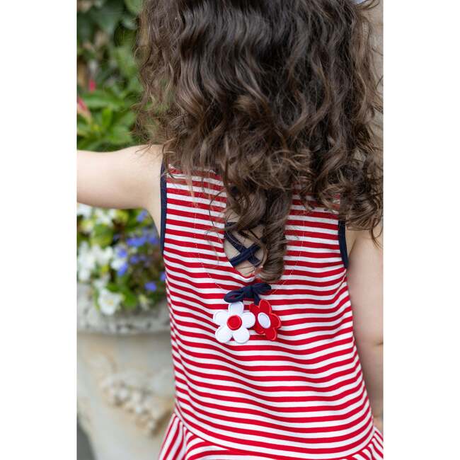 Stripe Knit Dress With Flowers - Dresses - 2