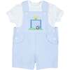Check Seersucker Shortall With Soccer Goal - Rompers - 3