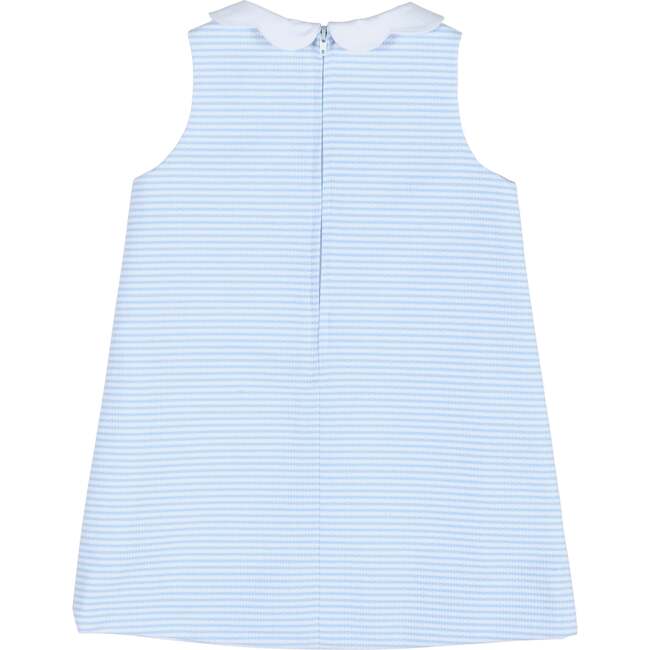 Stripe Birdseye Pique Dress with Petal Collar and Flowers - Dresses - 3