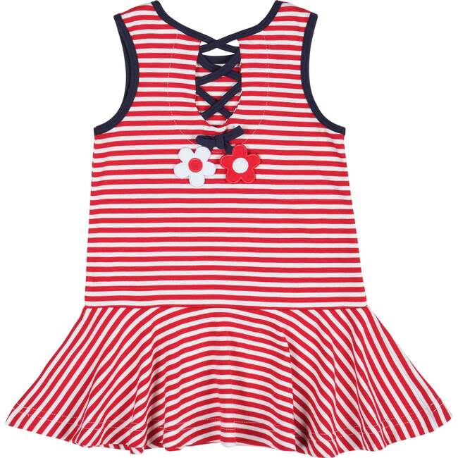 Stripe Knit Dress With Flowers - Dresses - 4