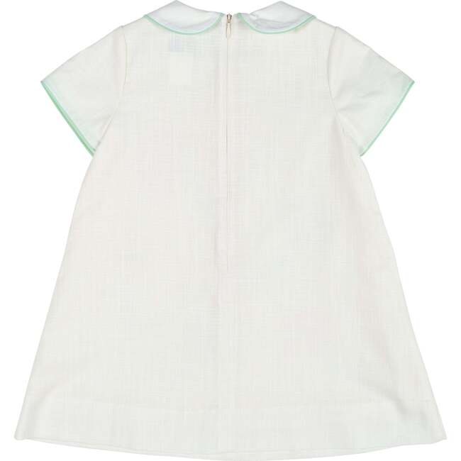 Linen Look Dress With Embroidered Flowers - Dresses - 4