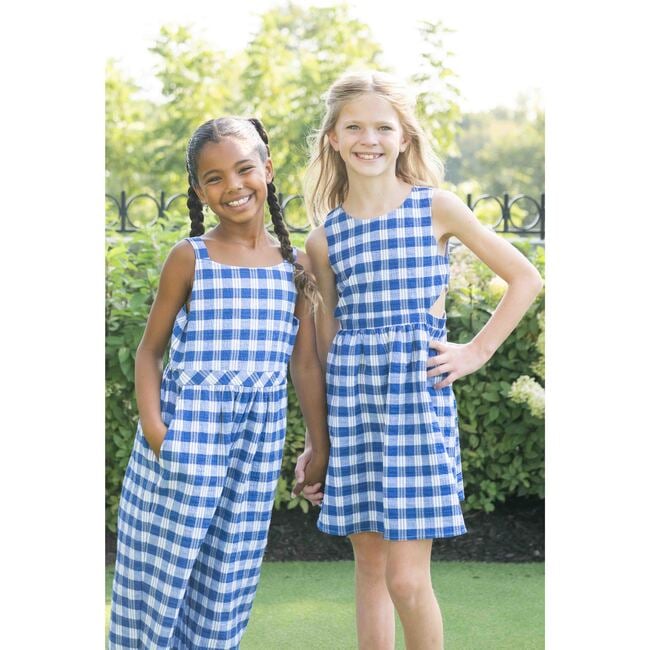 Plaid Seersucker Dress w/ Side Cut-Out