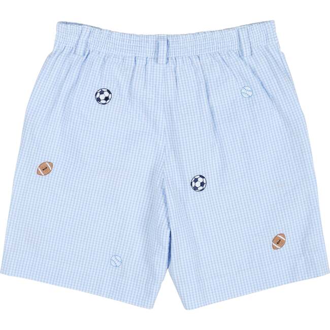 Check Seersucker Short W/Embroidered Sport Balls - Shorts - 3