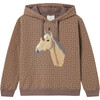 Cl Print Hooded Collor Long Sleeve Ribbed Hems Sweatshirt, Iron - Sweatshirts - 1 - thumbnail