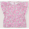 Melina Blouse Peony Hibiscus Print Pink - Blouses - 1 - thumbnail