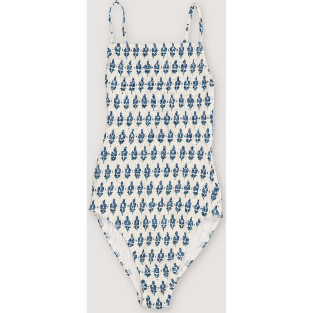 Swimsuit Woman Hyacinth Print Blue - One Pieces - 1
