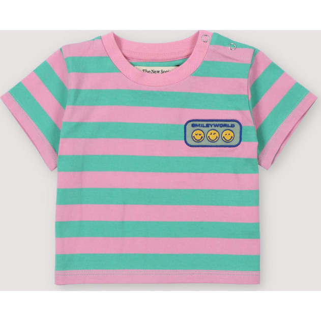 Smiley Baby T-shirt Stripes Hibiscus Pink
