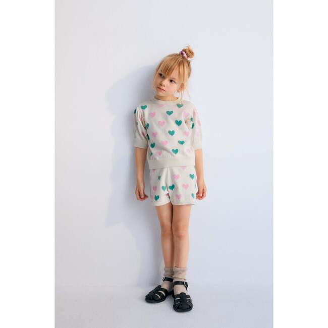 Oia Short Love Motif Multicolor White - Shorts - 2