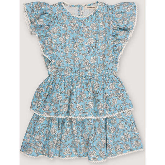 Melina Dress Peony Powder Blue Print Blue