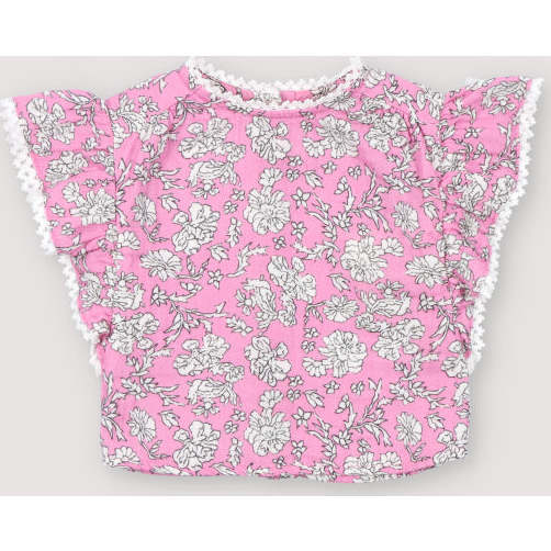 Melina Baby Blouse Peony Hibiscus Print Pink