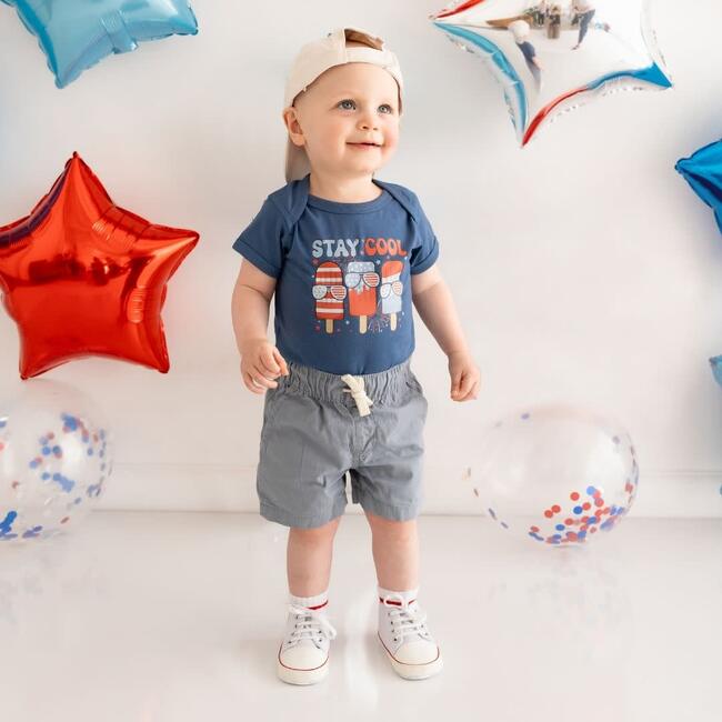 Stay Cool Short Sleeve Bodysuit, Indigo - Onesies - 2