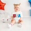 USA Patch Short Sleeve Romper, White - Rompers - 2
