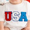 USA Patch Short Sleeve Romper, White - Rompers - 3