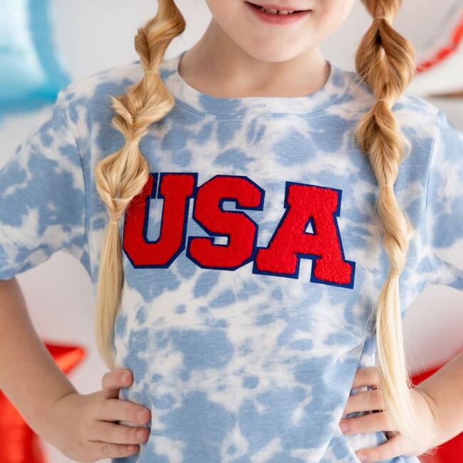 USA Patch Short Sleeve T-Shirt, Sky Tie Dye - T-Shirts - 3
