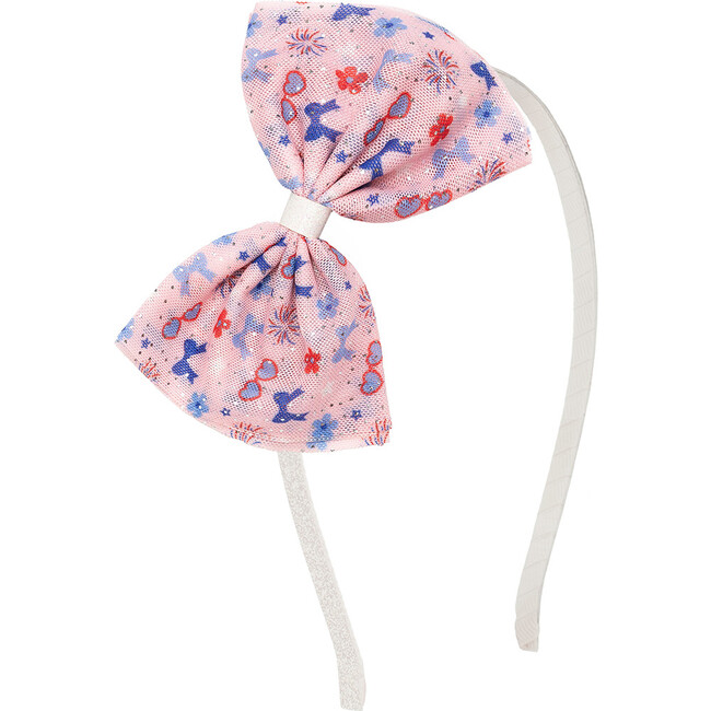 Red, White, & Cute Tulle Bow Headband, Multi