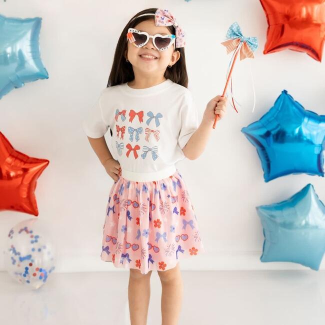 Red, White, & Cute Tulle Bow Headband, Multi