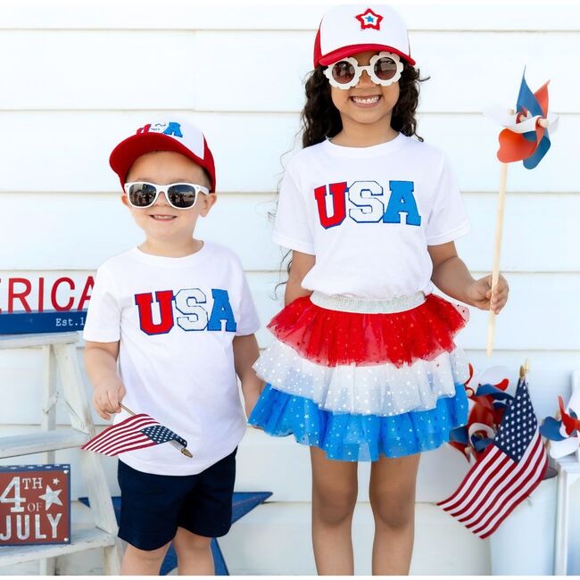 Patriotic Star Patch Trucker Hat, Red - Hats - 4