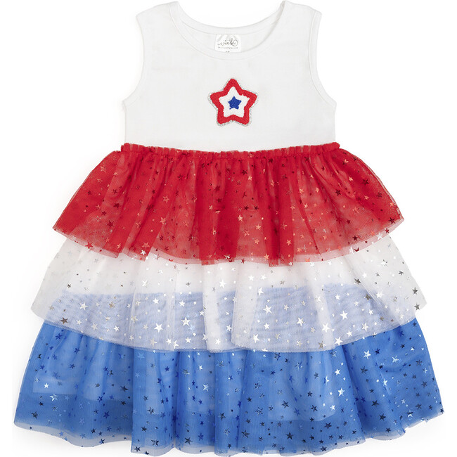 Patriotic Star Patch Tank Tutu Dress, Multi