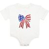 Patriotic Sequin Bow Patch Short Sleeve Romper, White - Rompers - 1 - thumbnail