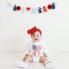 Patriotic Sequin Bow Patch Short Sleeve Romper, White - Rompers - 2