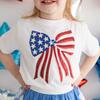 Patriotic Sequin Bow Patch Short Sleeve T-Shirt, White - T-Shirts - 3