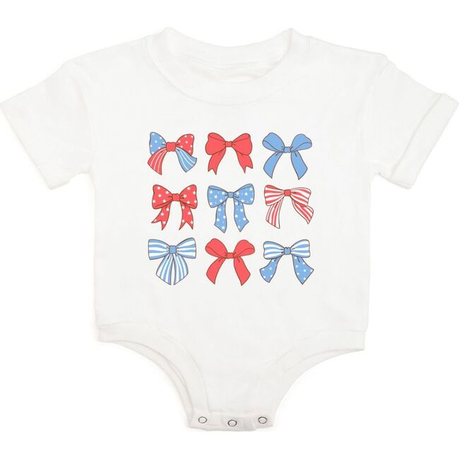 Patriotic Cutie Short Sleeve Romper, White