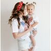Patriotic Sequin Bow Patch Adult Short Sleeve T-Shirt, White - T-Shirts - 3