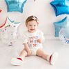 Patriotic Cutie Short Sleeve Romper, White - Rompers - 2