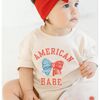 American Babe Short Sleeve Romper, Natural - Rompers - 3
