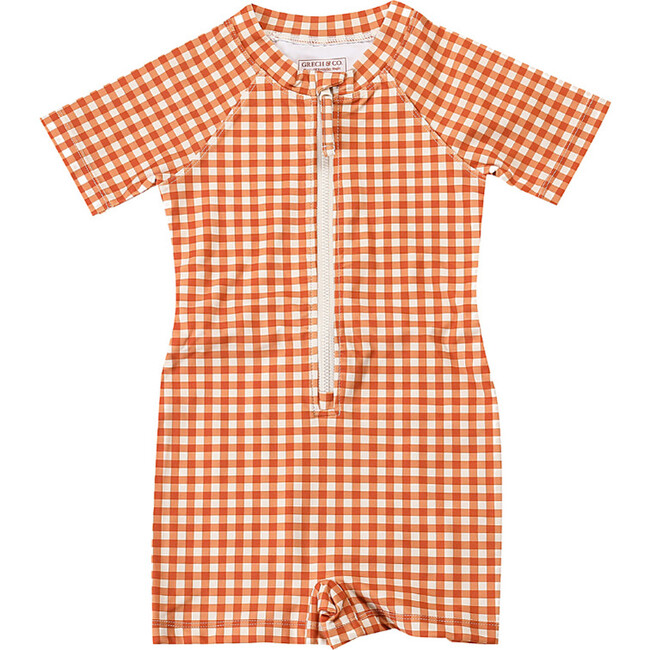 Short Sleeve Rashguard Swimsuit | UPF + Recycled, Sienna Gingham