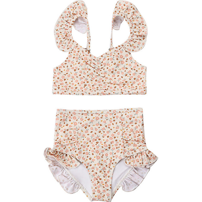 Ruffle  2 Piece Bikini | UPF + Recycled, Sunset Meadow