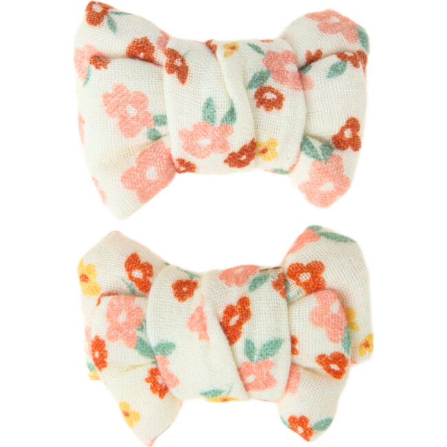 Pigtail Bow Hair Clips | set of 2, Sunset Meadow