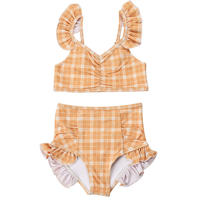 Ruffle  2 Piece Bikini | UPF + Recycled, Buckwheat Plaid