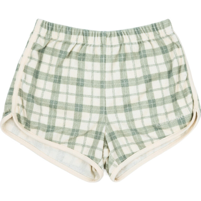 Retro Shorts | Organic Cotton Terry , Fern Plaid
