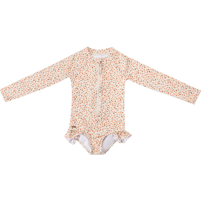 Long Sleeve Rashguard Ruffle Swimsuit | UPF + Recycled, Sunset Meadow