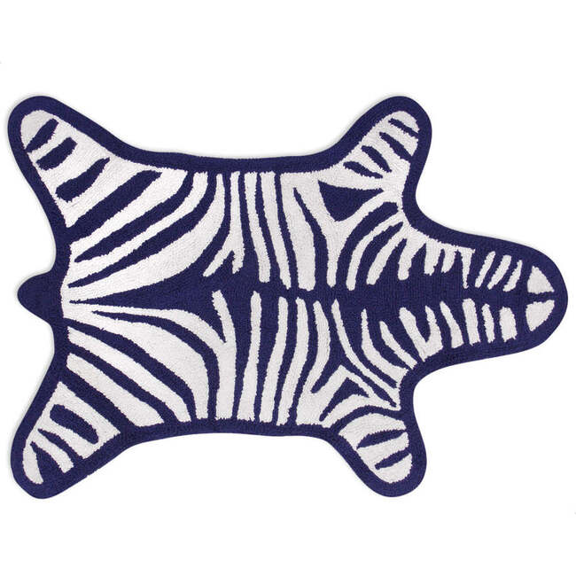 Reversible Zebra Bath Mat, Blue