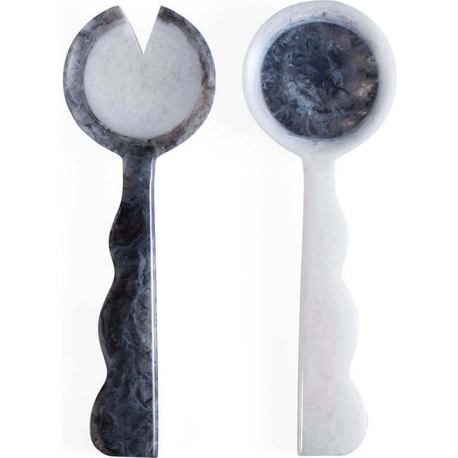 Como Black & White Ripple Salad Serving Set