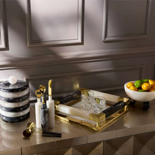 Como Black & White Square Tray - Accents - 5