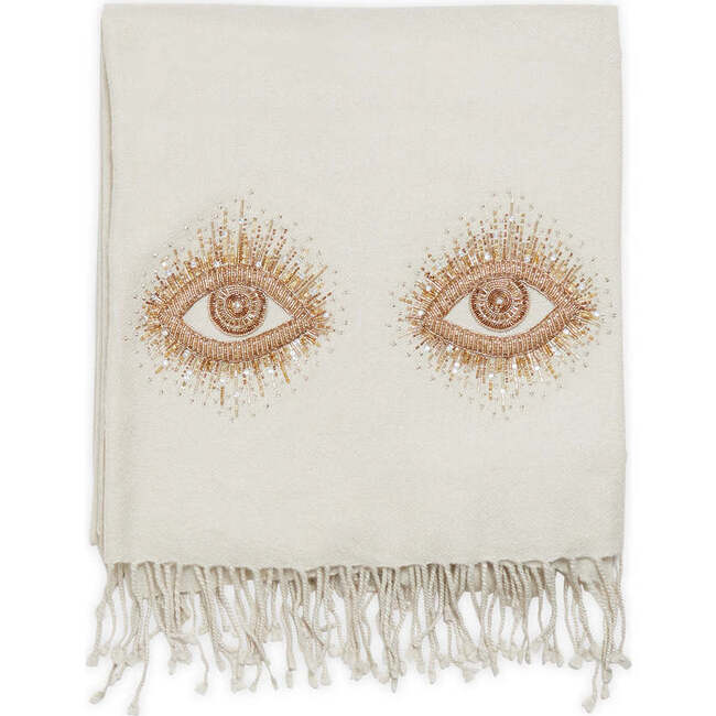 Muse Eyes Embellished Throw in White