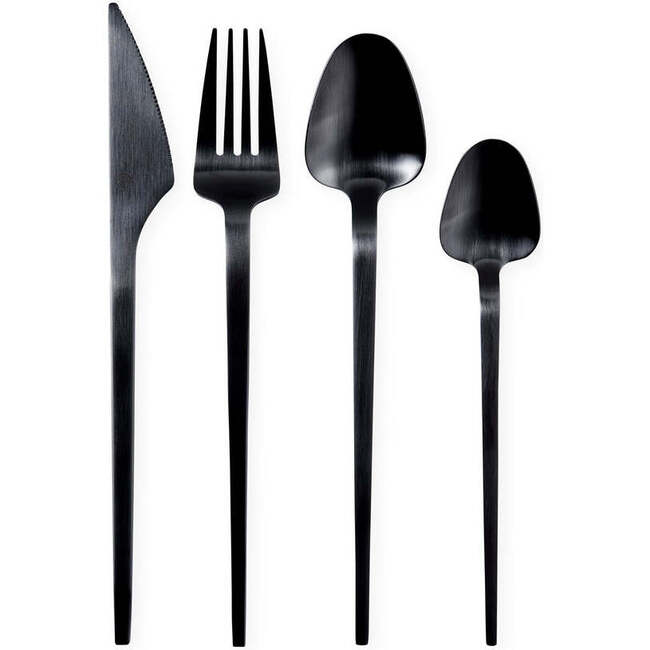Vienna 24-Piece Flatware Set, Black