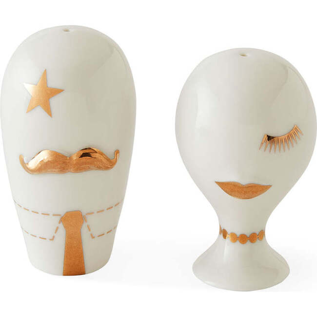 Gilded Mr. & Mrs. Muse Salt & Pepper Set