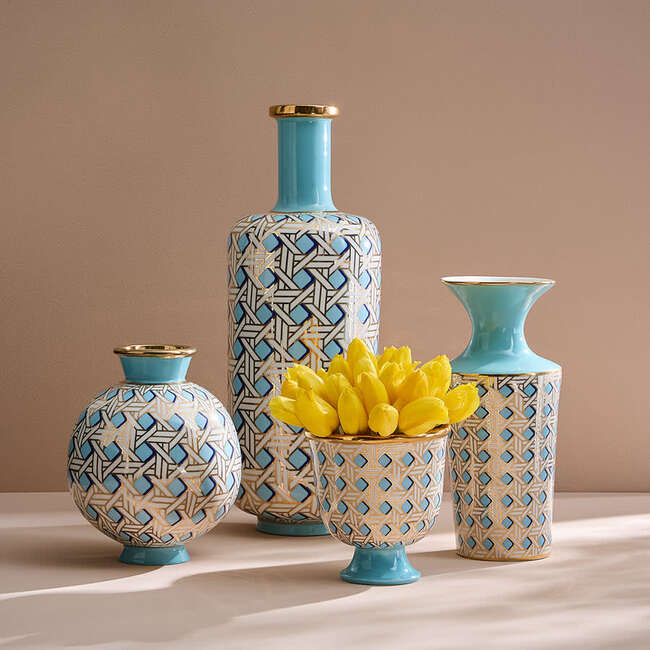 Basketweave Tall Bottle Vase - Vases - 4